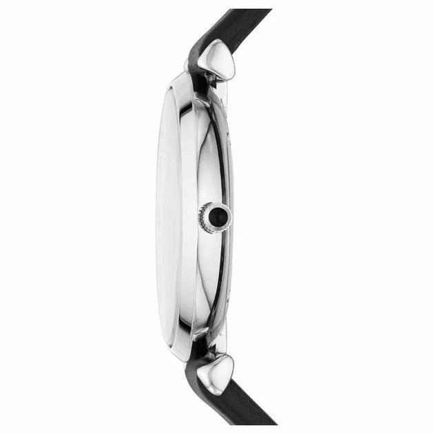 Emporio Armani Gianni T Bar Mother of Pearl Dial Black Leather Strap Watch For Women - AR90002 - Image 7